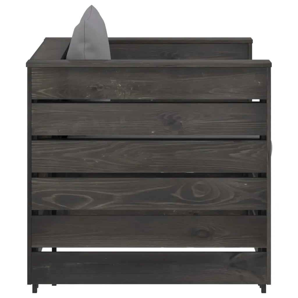 Set Salotto da Giardino 2pz con Cuscini Legno Impregnato Grigio 3068145