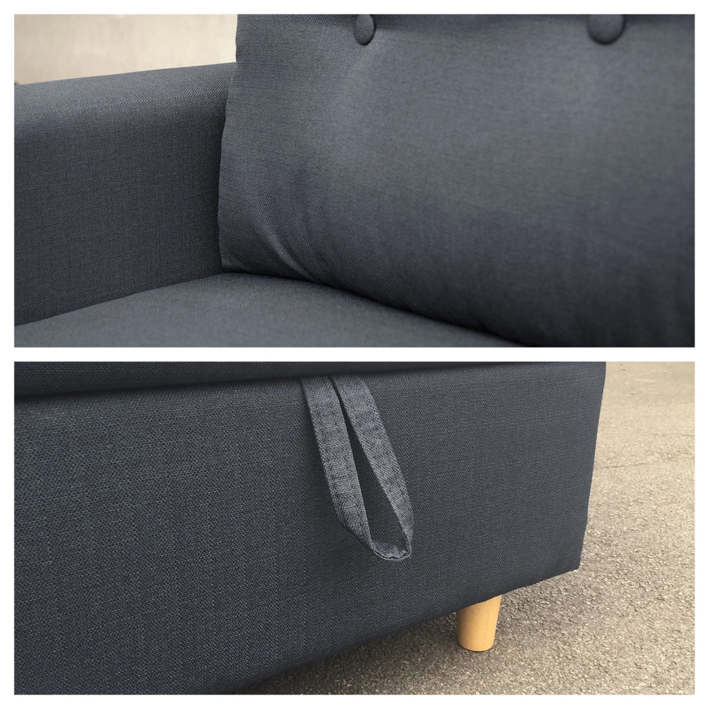 Divano letto angolare WADE 3 posti grigio antracite
