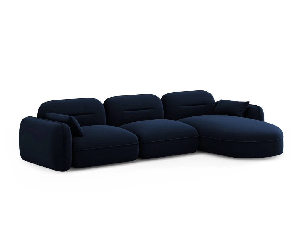 Cosmopolitan Design - Divano angolare modulare destro "Sydney" 4 posti in velluto blu reale 