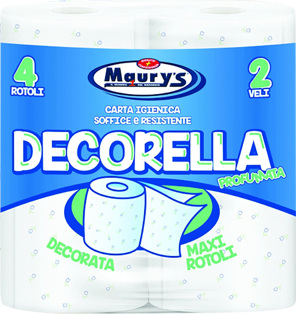 60 MAXI ROTOLI CARTA IGIENICA 2 VELI MAURY'S DECORELLA PROFUMATA DECORATA