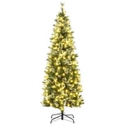Albero di Natale 180cm Innevato con 240 Luci LED e 618 Rami con Base in Acciaio