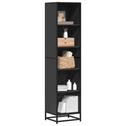 Libreria-Scaffale per Libri-Mobile di Stoccaggio Nera 40x35x170,5 cm in Legno Multistrato