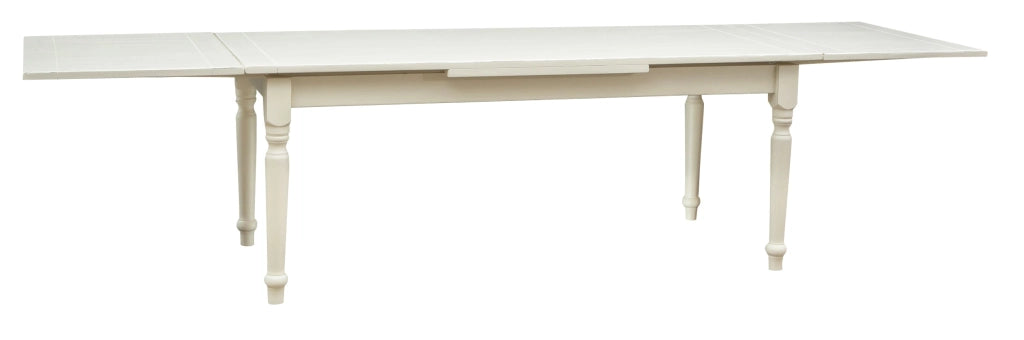 Biscottini Tavolo Country allungabile in legno massello di tiglio finitura bianca anticata L200xPR90xH80 cm. Made in Italy
