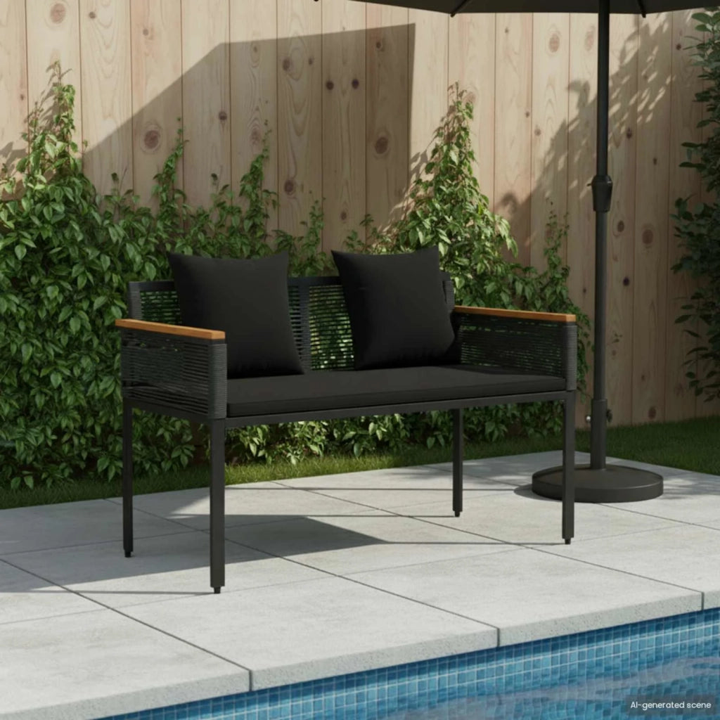 Panchina da esterno Nero 117 x 54 x 74.5 cm polyrattan 42025237