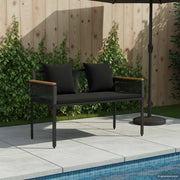 Panchina da esterno Nero 117 x 54 x 74.5 cm polyrattan 42025237