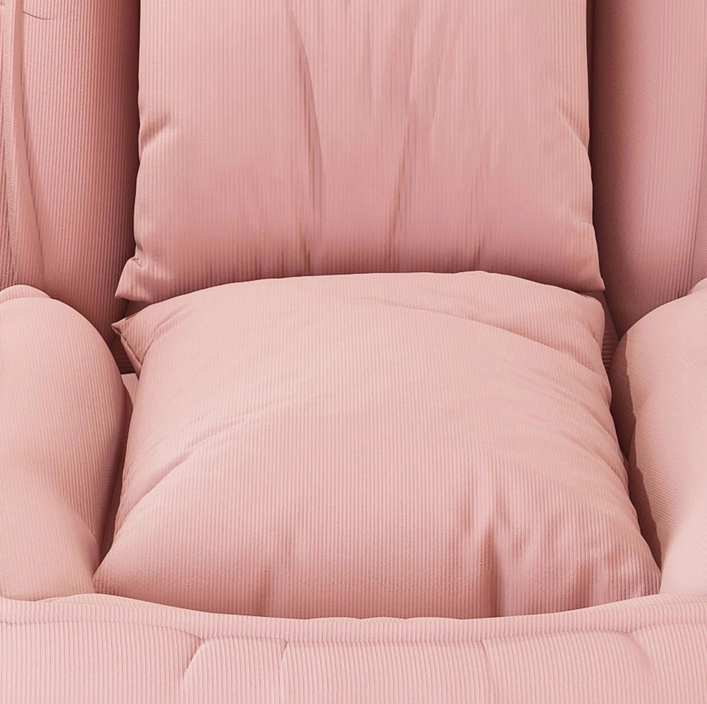 Poltrona letto pieghevole rosa a 5 posizioni con 2 cuscini, struttura in metallo