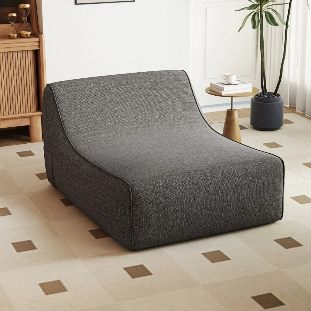 Divano pigro ergonomico con copertura rimovibile e base antiscivolo, Poltrona lounge gonfiabile a forma di L per soggiorno Grigio-Divani da terra