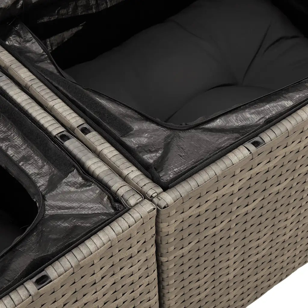 vidaXL Set Divani da Giardino 7pz con Cuscini Grigio Polyrattan Acacia