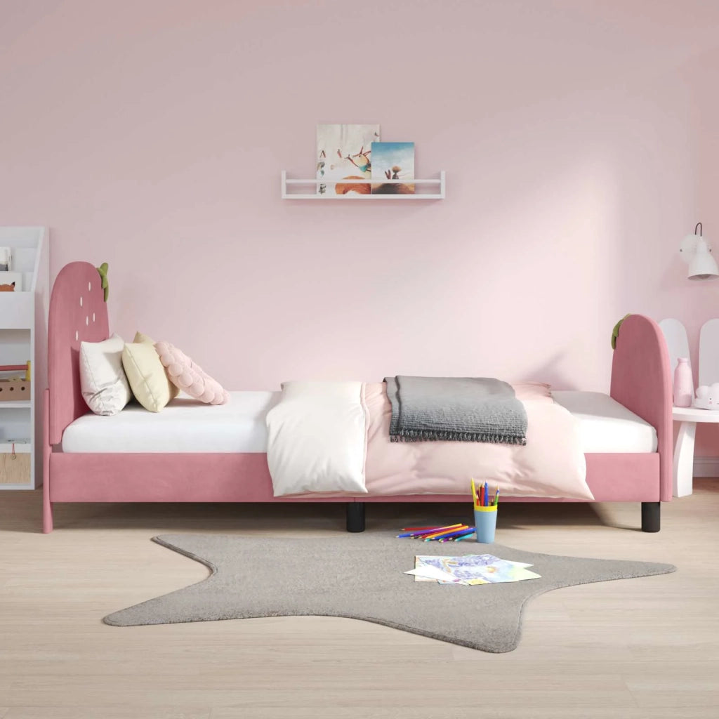 Struttura letto bambini con testata Rosa 80 x 200 cm Velluto