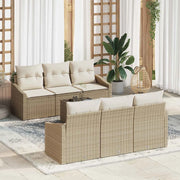 Set di divani con cuscino 7 pcs Beige e Crema polyrattan