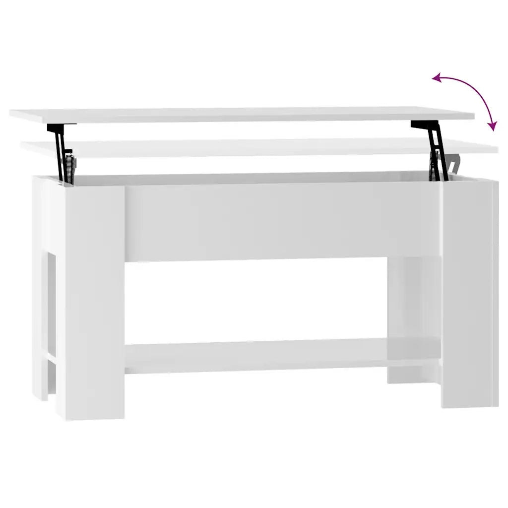 Tavolino da Salotto Bianco Lucido 101x49x52cm Legno Multistrato