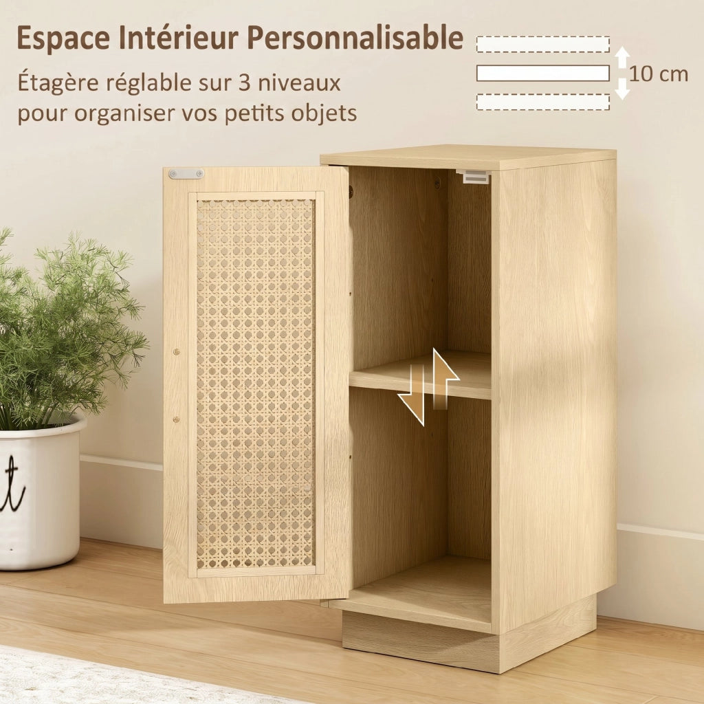 Tavolino da letto con cassetto e scaffale ¨C zephmum ¨C legno naturale 25x30x60