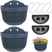 Pannelli per piante 2 in 1, vaso per piante a forma semicircolare, vaso per piante appeso, contenitore per piante con 4 ganci, vasi per piante per esterni, vasi per piante appesi, contenitore per piante per muro