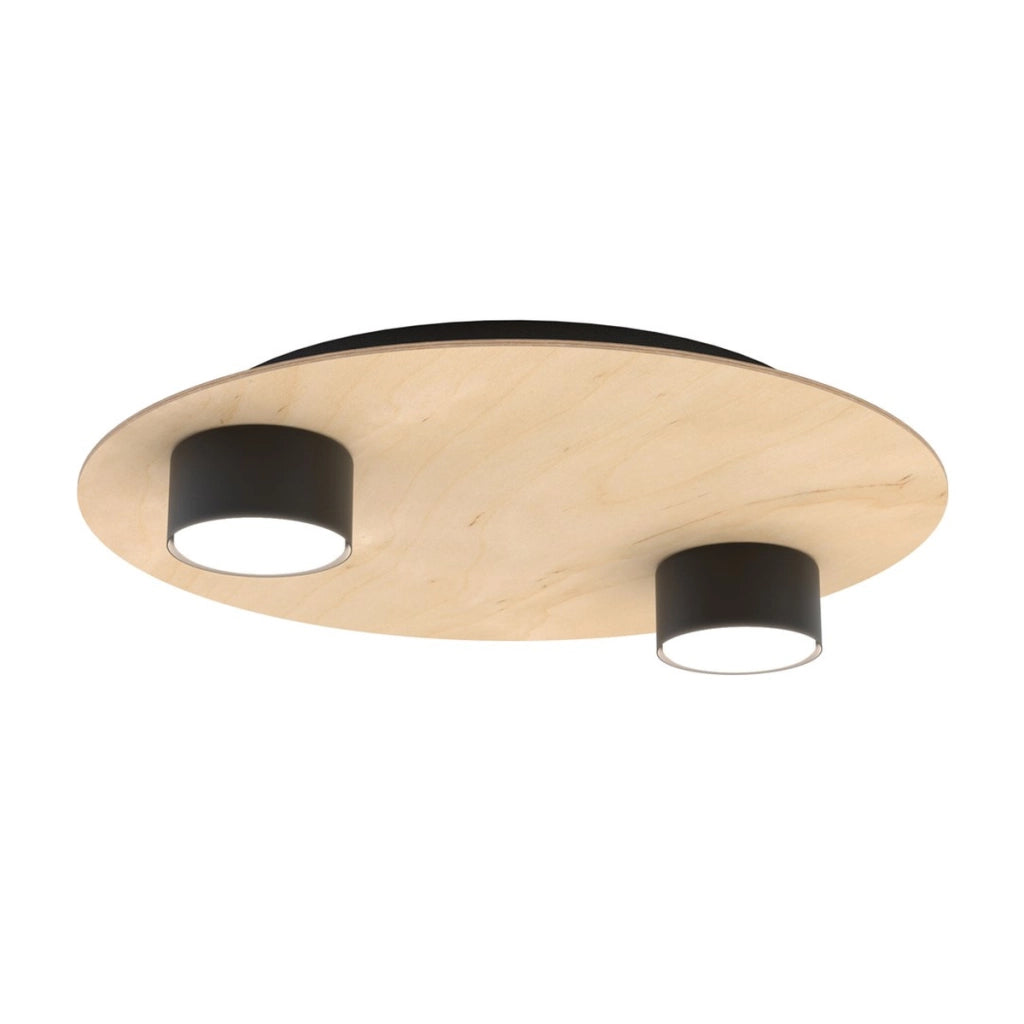 Lampada da soffitto PIXO in acciaio nero e legno naturale