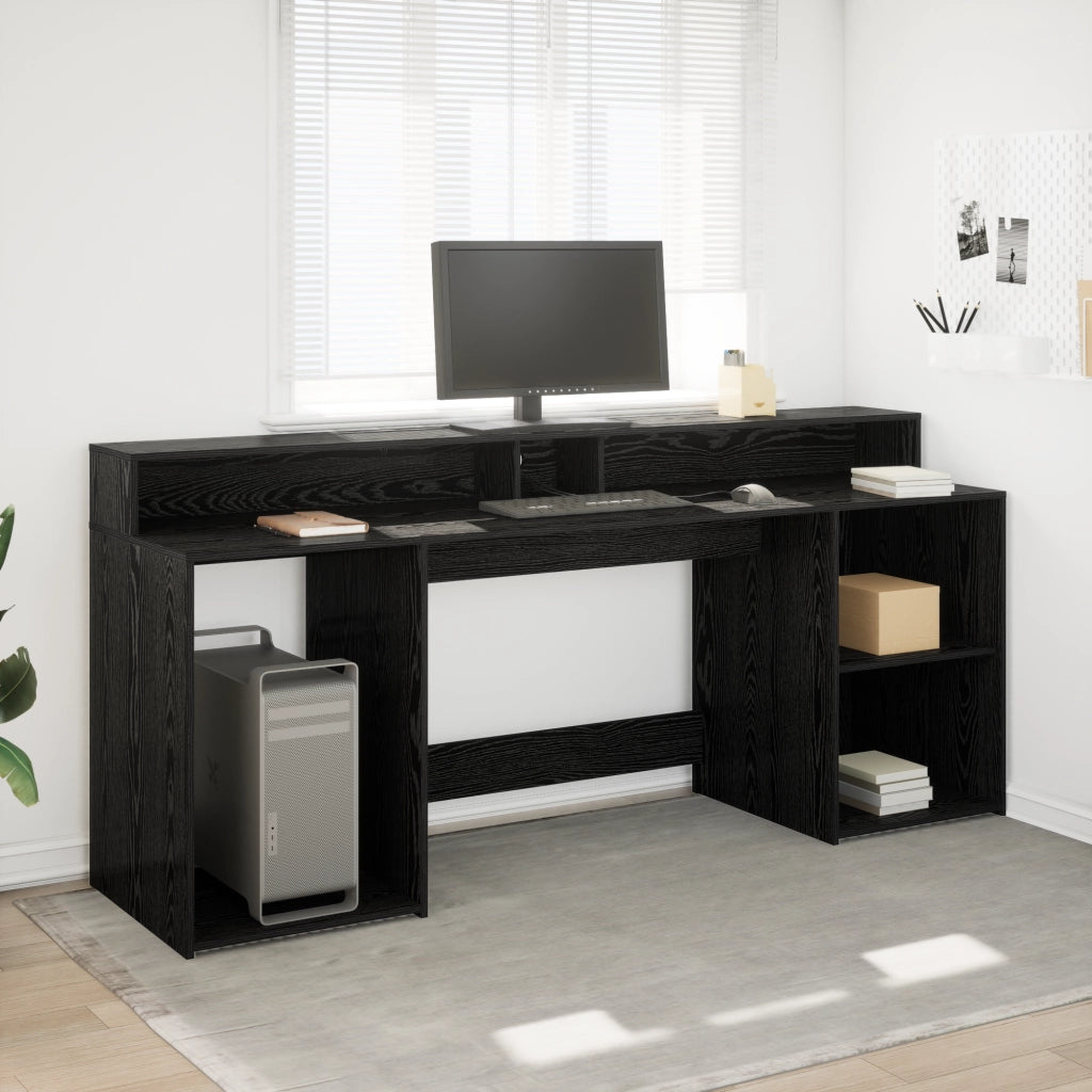 Scrivania Rovere Nero 200x55x91 cm Legno ingegnerizzato