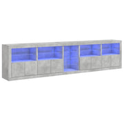 Credenza | Madia | Buffet da pranzo | Armadio da pranzo con Luci LED Grigio Cemento 283x37x67 cm