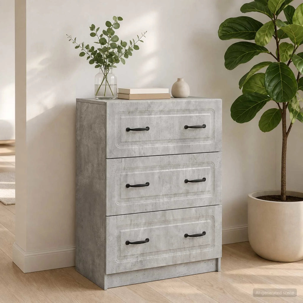 Mobile con Cassetti Grigio Cemento 66 x 34,5 x 87 cm 895758