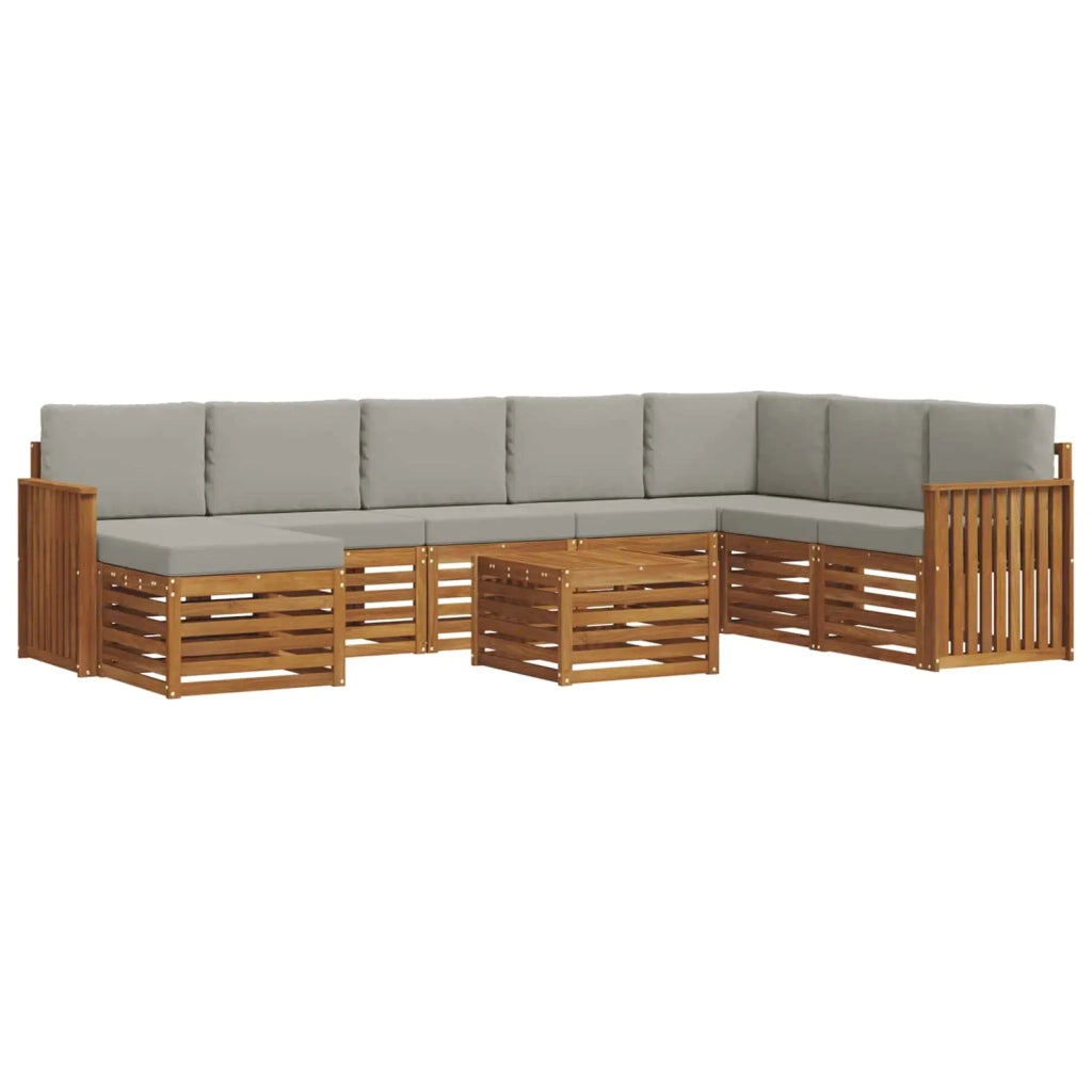 Set di divani da esterno 9 pcs Grigio Naturale e Chiaro