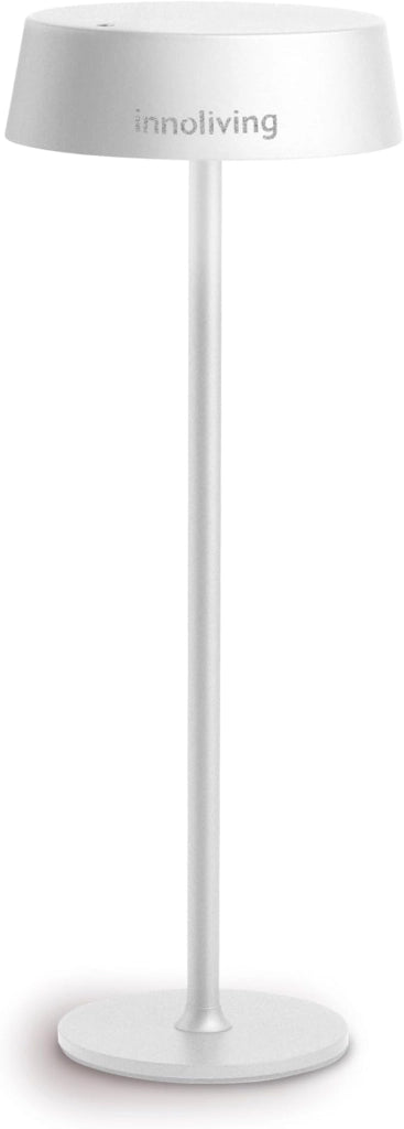 Innoliving Lampada da tavolo LED ricaricabile USB INN-292 Bianca con Luce Dimmerabile a 3 Livelli e Braccio Flessibile