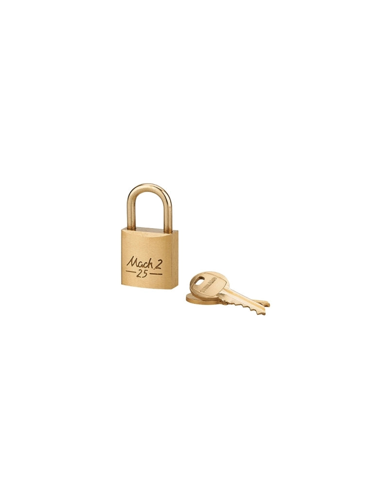Lucchetto  Mach 2 25mm arco e corpo in ottone massiccio lucido, 2 chiavi in ottone  - THIRARD