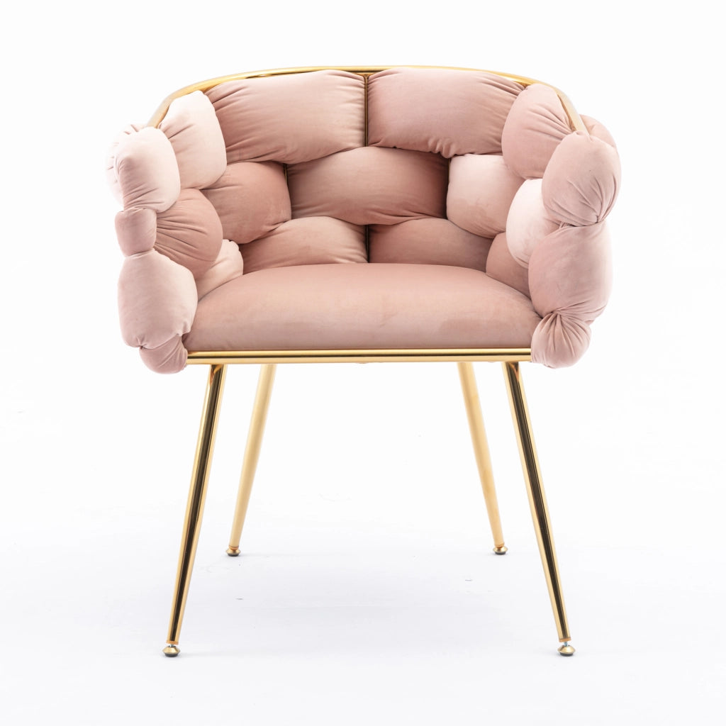 POLTRONA moderna in velluto rosa con struttura in metallo