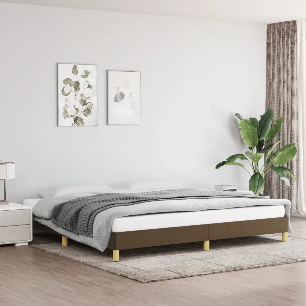 Giroletto senza Materasso-Struttura Letto Marrone Scuro 200x200 cm in Tessuto 611656