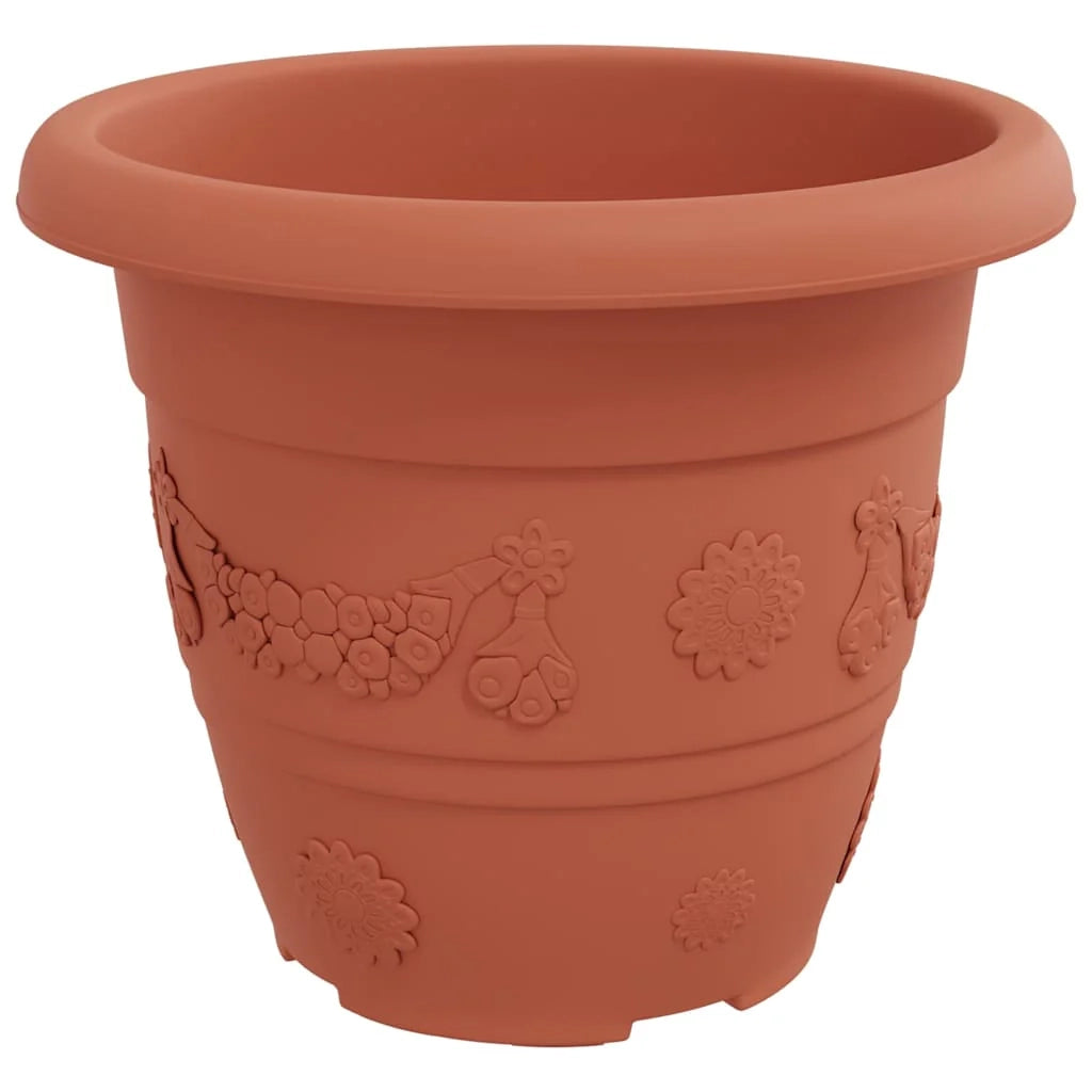 Set di 24 vasi da fiori rotondi moderni e minimalisti per interni ed esterni 26 x 21,5 cm in plastica rosso mattone 02_0059330