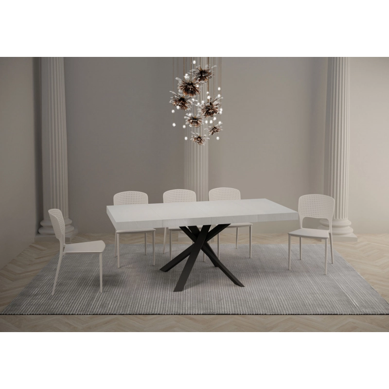 Tavolo allungabile 90x90/194 cm Clerk Premium - gambe Antracite - Bianco Frassino