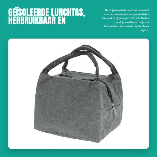 Lunchtas Geïsoleerd Opvouwbaar Lekvrij per Ufficio - Robusta Tessitura Oxford - 22,5 x 16 x 18 cm - Borsa Isolante