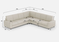 Divano Angolare 7 Posti 286x286x85 cm Sakar in Tessuto Latte