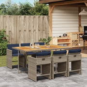 Set da pranzo da giardino da 7 pz con Cuscini in Polyrattan Grigio 3277864