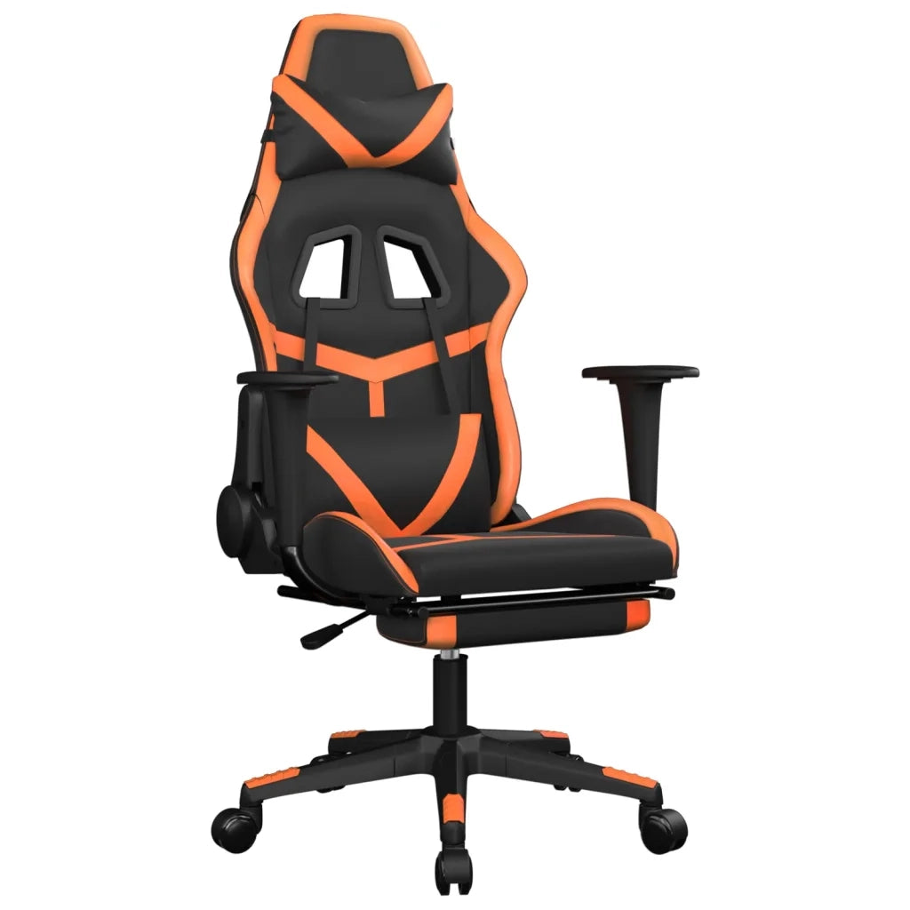 Sedia da Gaming con Poggiapiedi Nero e Arancione in Similpelle 3143682