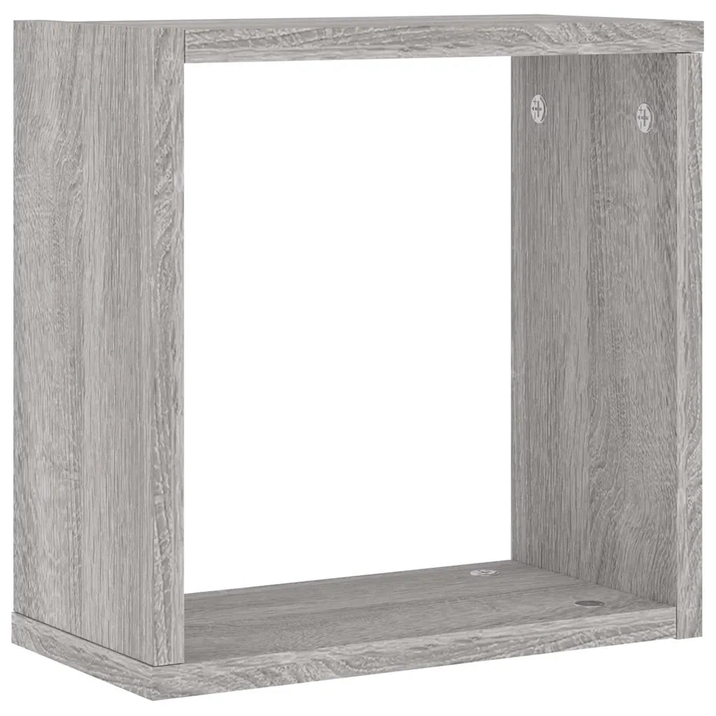 vidaXL Mensole Parete a Cubo 2 pz Grigio Sonoma 30x15x30 cm