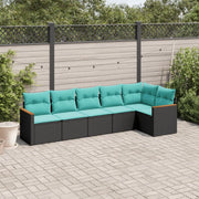 Set Divani da Giardino 6 pz con Cuscini Nero in Polyrattan 3225987