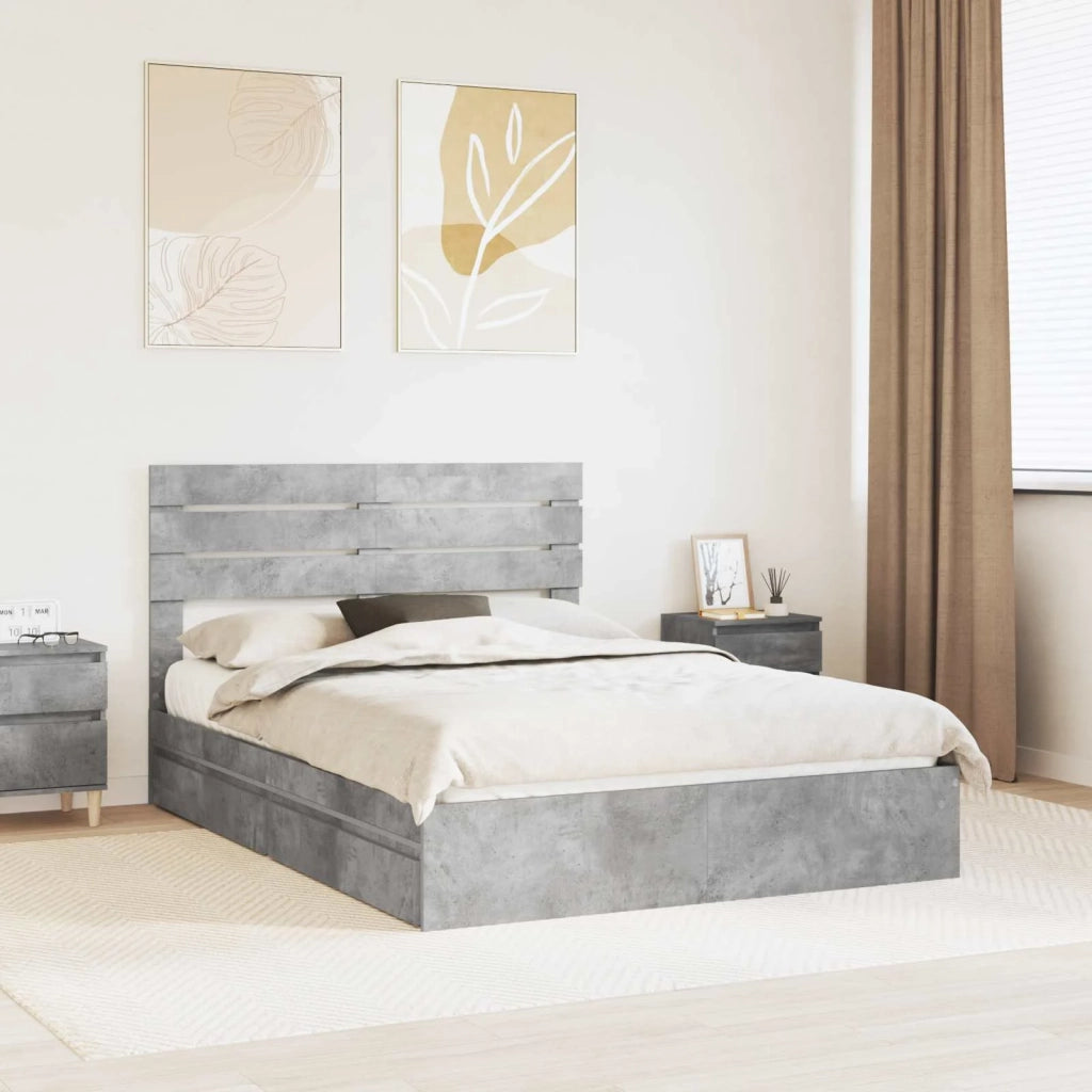 Letto con Contenitore con testiera Grigio cemento 150 x 200 cm 3411561