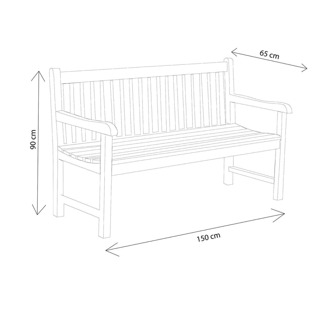 Panca da Giardino 3 posti in Legno Teak cm 150x65x90 - DRISKOLL