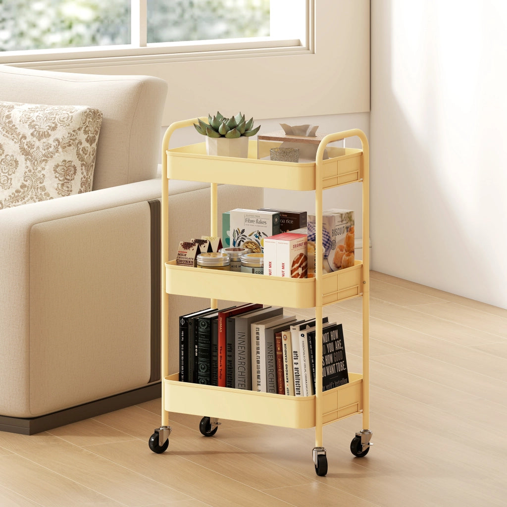 Carrello Portautensili da Cucina 3 Livelli ¨C zephmum ¨C 45x30.6x79 cm Giallo