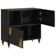 Credenza | Madia | Buffet da pranzo | Armadio da pranzo con porta Nero 80 x 33 x 75 cm Legno di mango massello