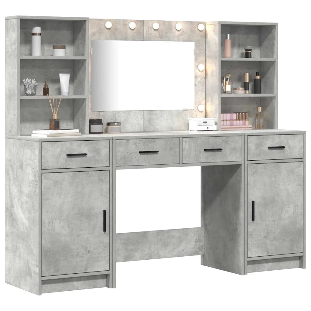 Set da tavolo da trucco con LED con porta 3 pcs Grigio cemento 3334284
