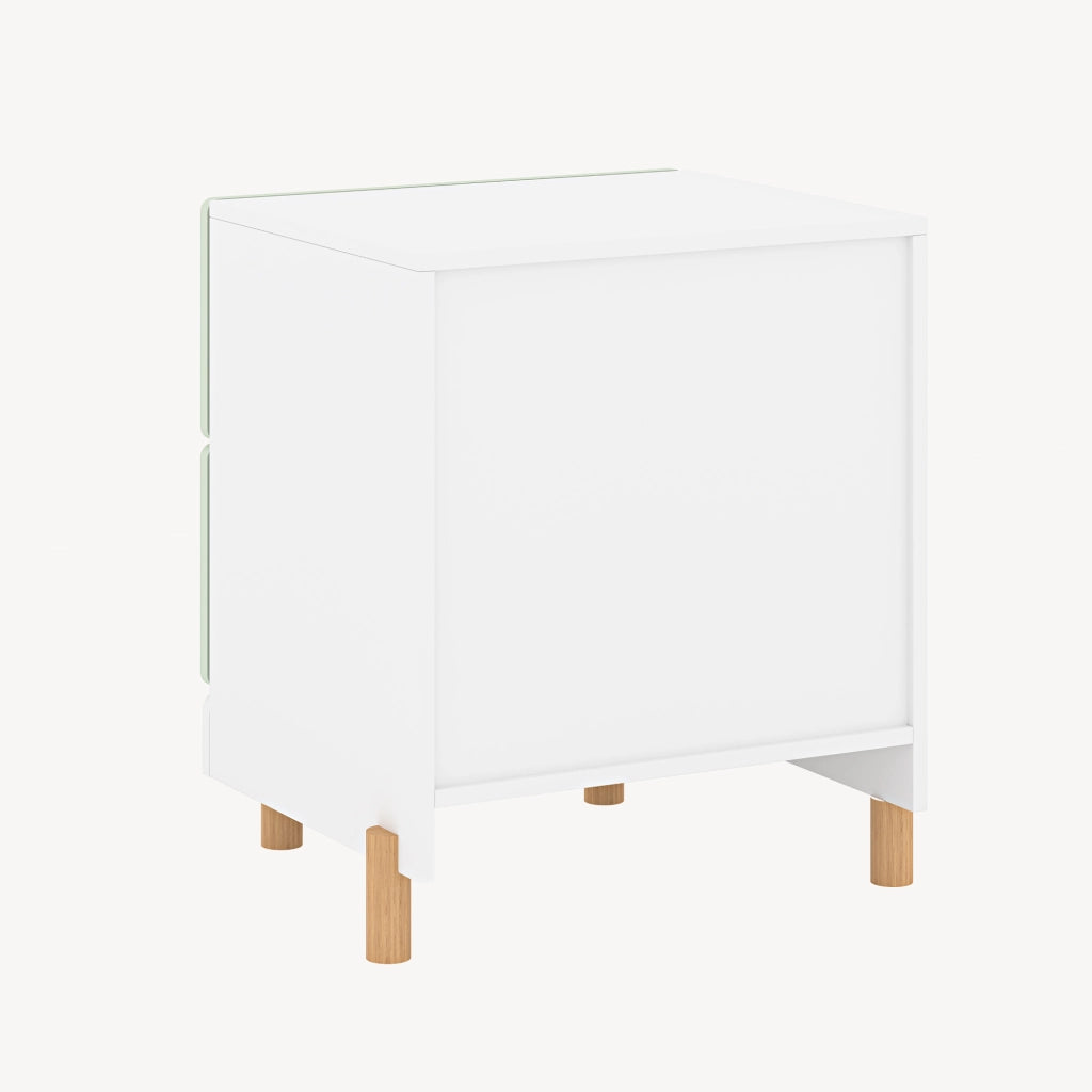 Comodino per Cameretta Vaarentaa con 2 Cassetti 47x40x35 cm - Bianco/Verde Menta [en.casa]