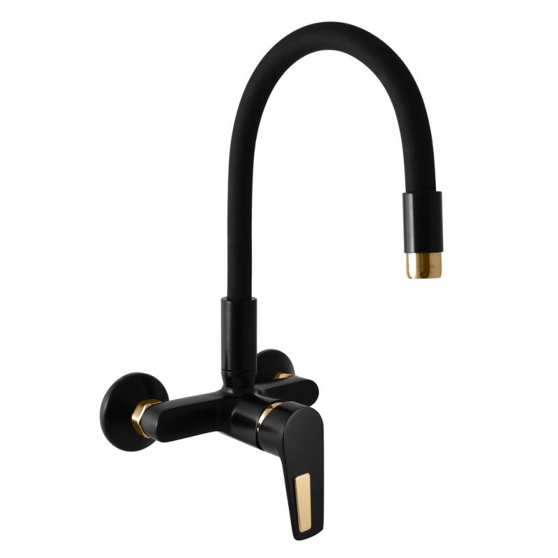 Miscelatore lavabo a parete COLORADO in memory foam ottone dorato H. 27,4 cm