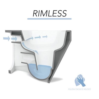 Sanitari filomuro rimless Simas Henges con sedile soft close incluso