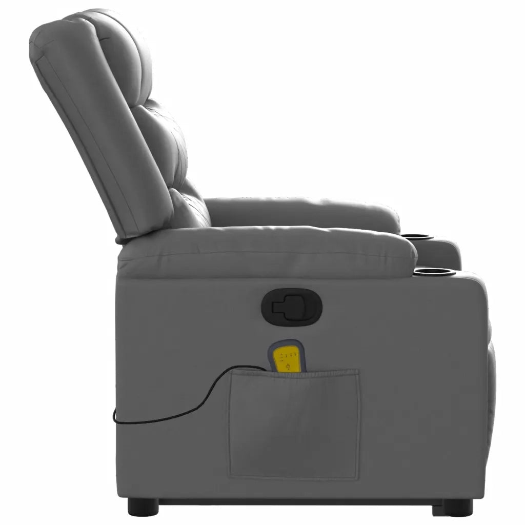 Poltrona Alzapersona Reclinabile Massaggio Grigio Similpelle 3206558