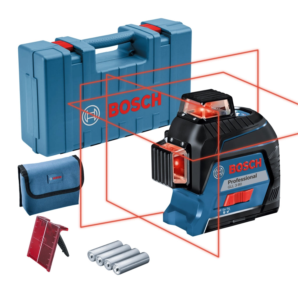 LIVELLA LASER BOSCH GLL 3-80,  3X360°,  AUTOLIVELLANTE, IP54 - 0601063S00