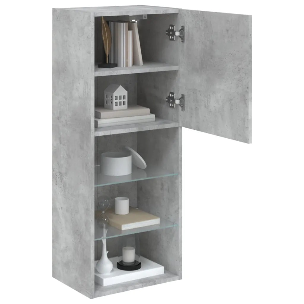 Mobile TV con Luci LED-Credenza TV-Console TV Grigio Cemento 40,5x30x102 cm
