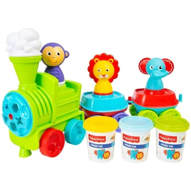 SET TRENO GIOCATTOLO CON PASTA MODELLABILE STAMPINI E FORMINE 2+
