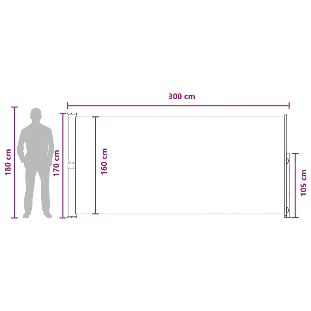 Tenda laterale retrattile Tortora 300 x 170 cm Poliestere