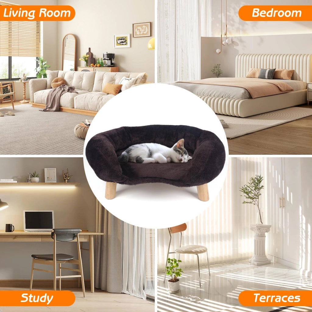 Tiragraffi per gatti con supporto ergonomico antiscivolo e bordo rialzato in poliestere marrone 50 × 40 × 12,5 cm