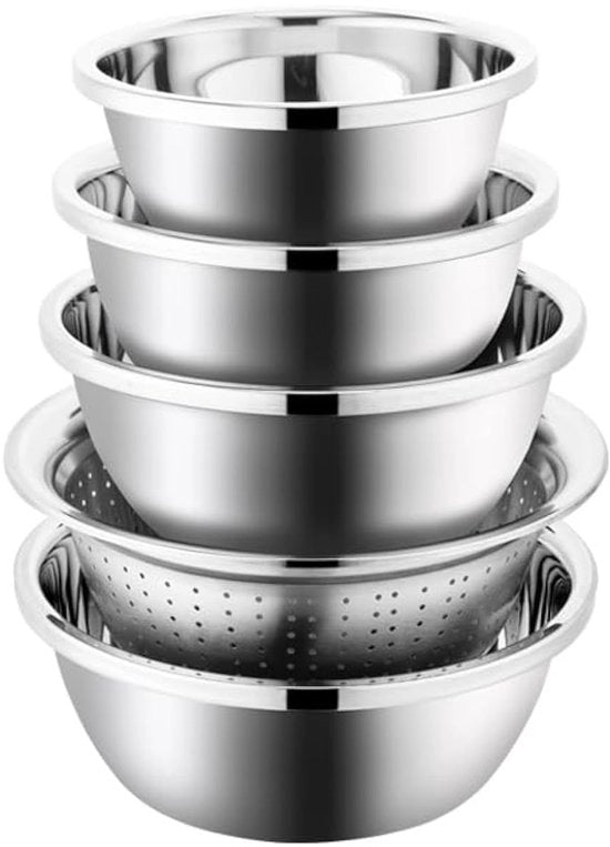 Set di miscelazione in acciaio inossidabile - 5 pezzi - resistente al lavastoviglie - 2QT-4QT