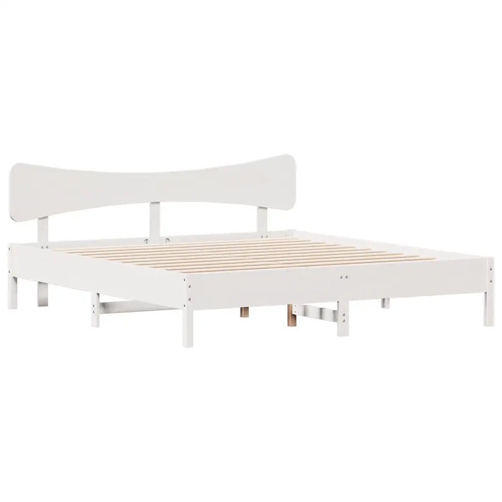 Giroletto senza Materasso Bianco 180x200 cm Legno Massello Pino